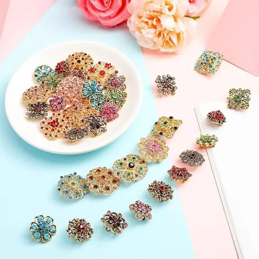 Women's Vintage 36 Pieces Crystal Brooches and Pins Costume Jewellry Retro
